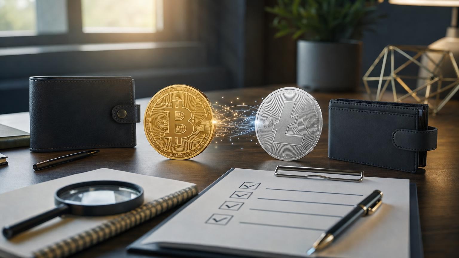 Schermata di uno scambio da Bitcoin a Litecoin con verifica di rete, indirizzo, importo e stato della transazione